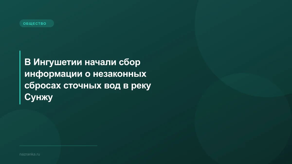 В Ингушетии начали сбор информации о незаконных сбросах сточных вод в реку Сунжу