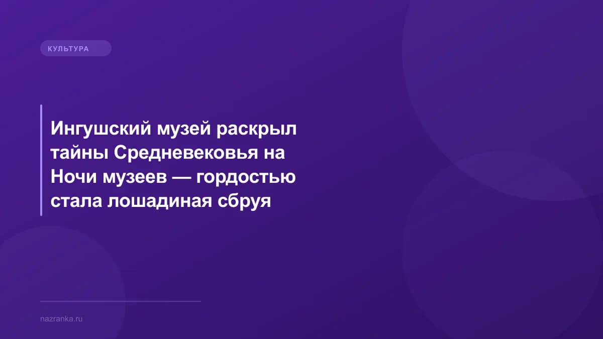 Ингушский музей раскрыл тайны Средневековья на Ночи музеев — гордостью стала лошадиная сбруя XII–XIII веков