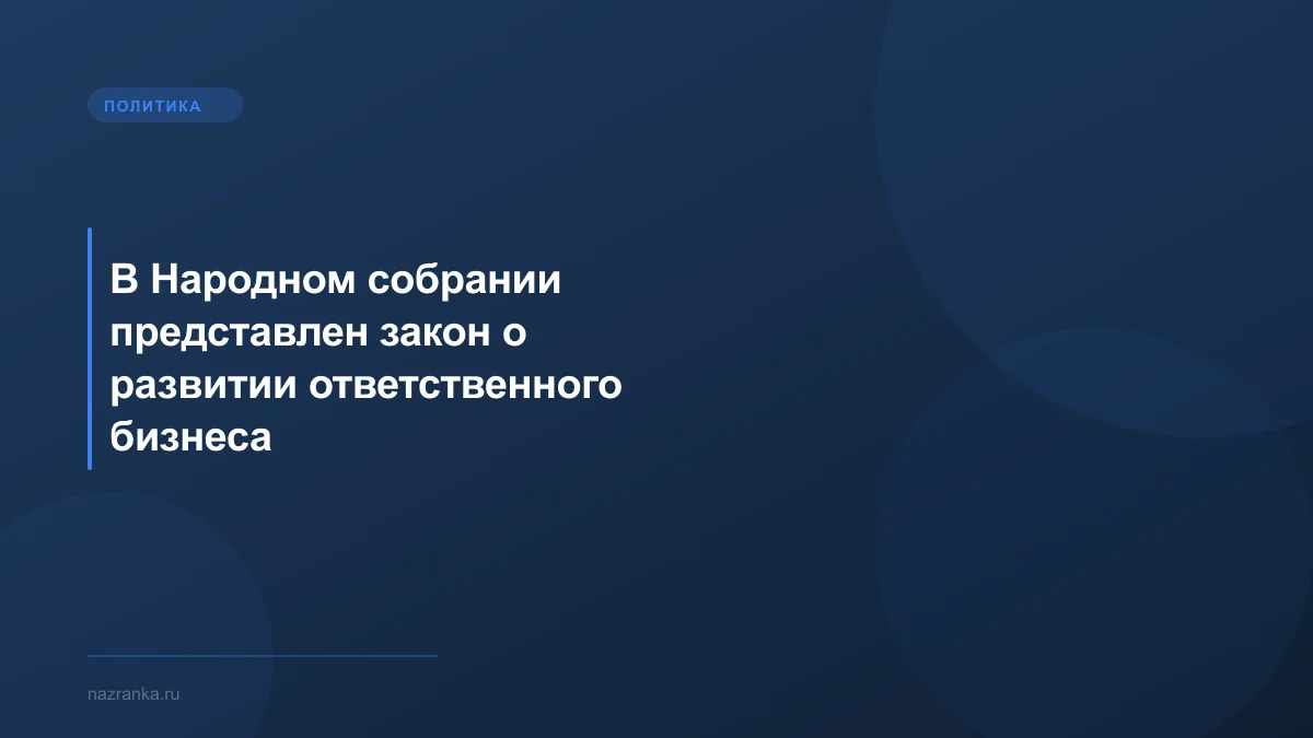 В Народном собрании представлен закон о развитии ответственного бизнеса